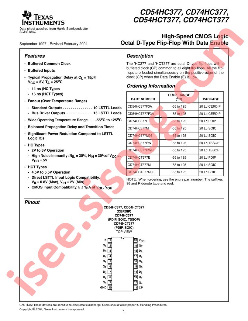 CD54,74HC(T)377 Datasheet