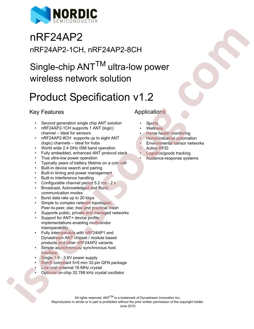 NRF24AP2 Specification