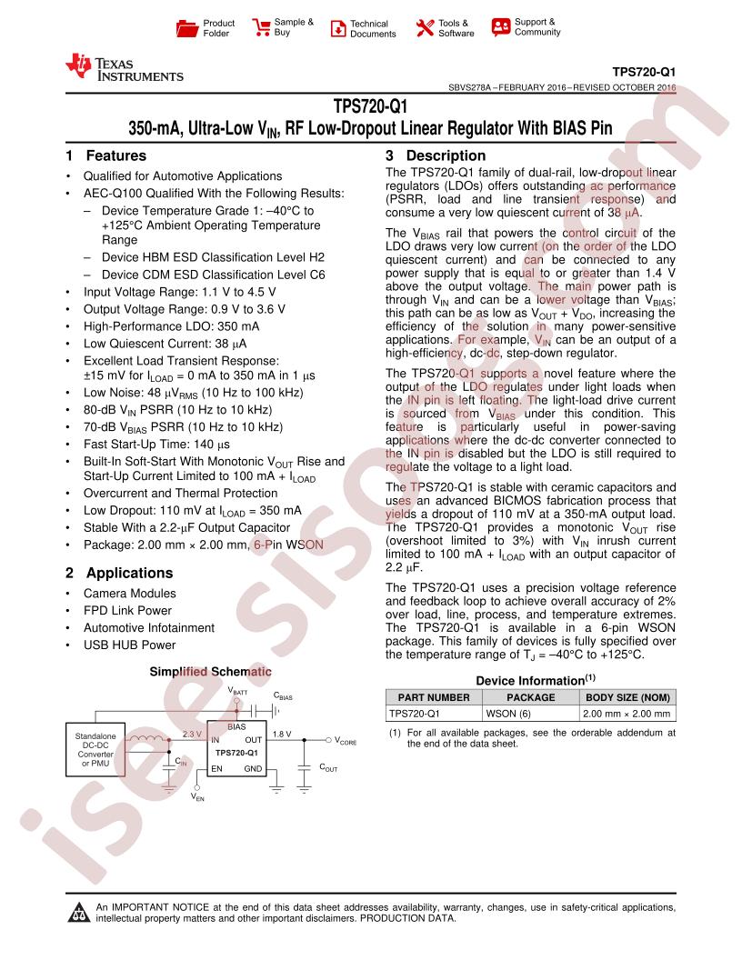 TPS720-Q1 Datasheet