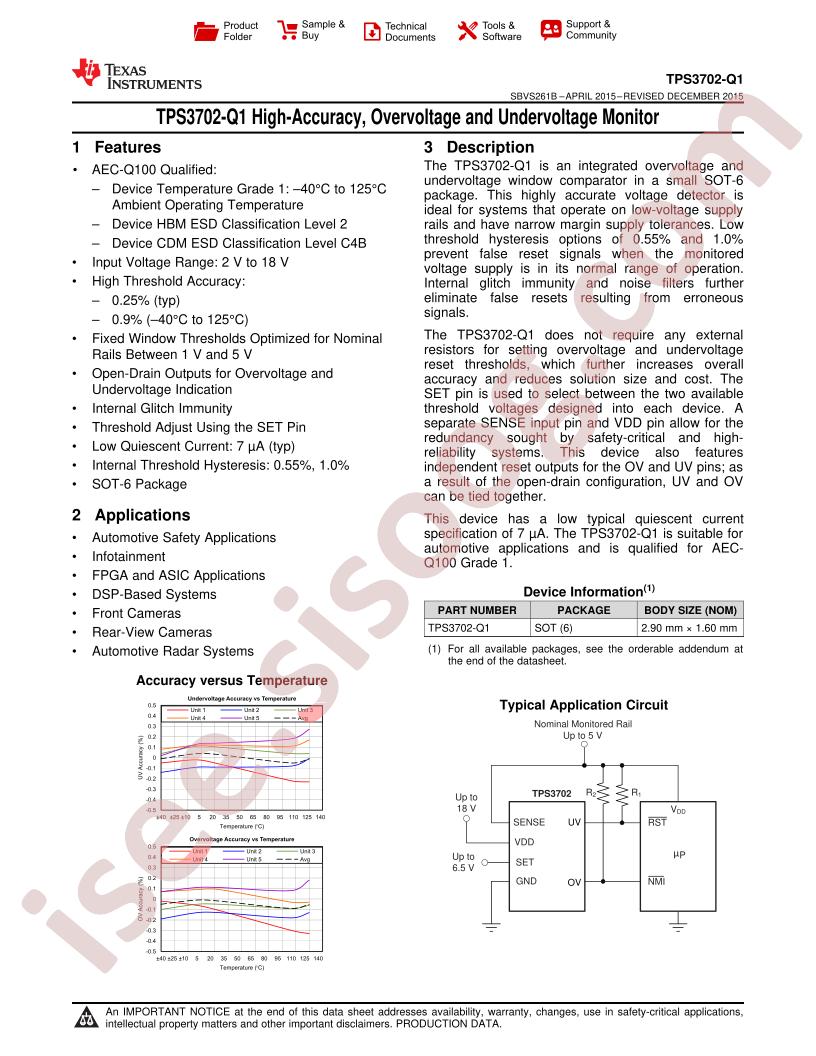 TPS3702-Q1 Datasheet