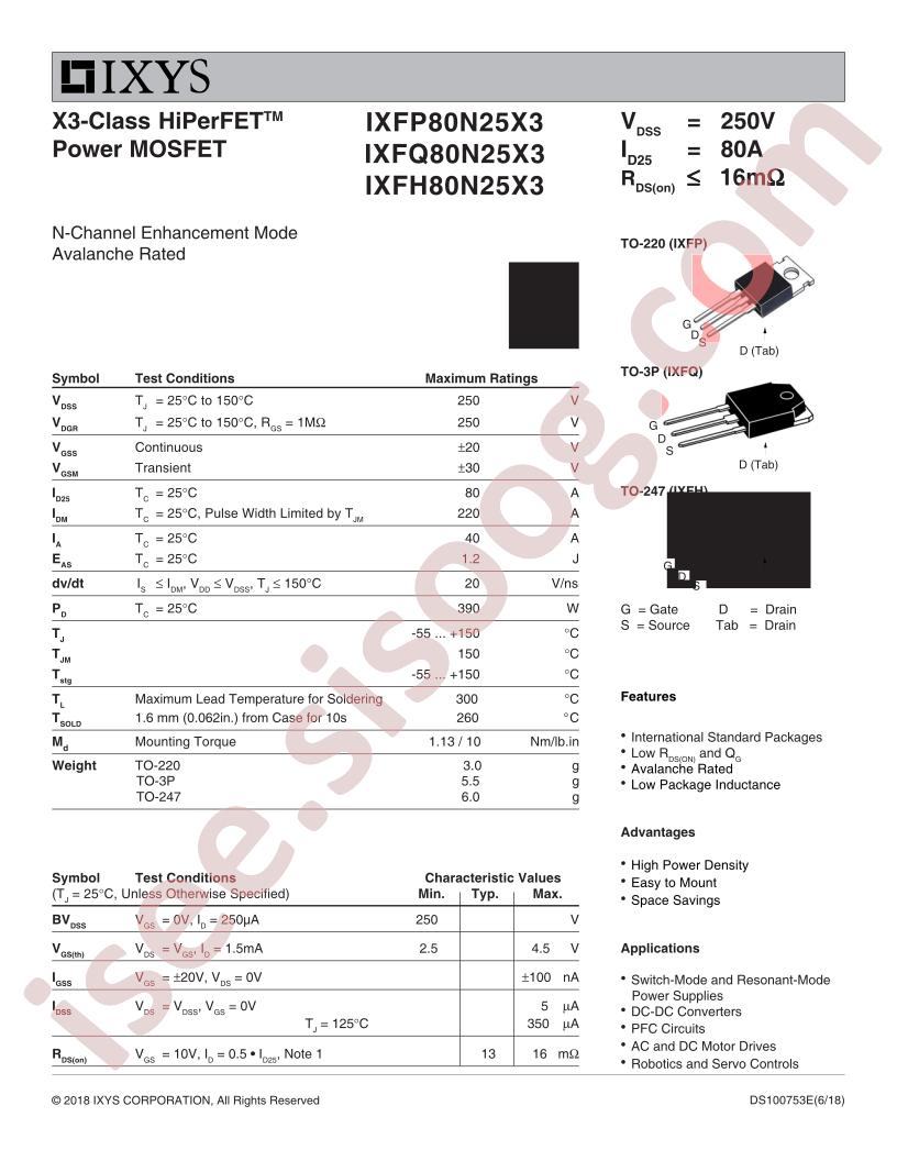 IXFx80N25X3 Datasheet
