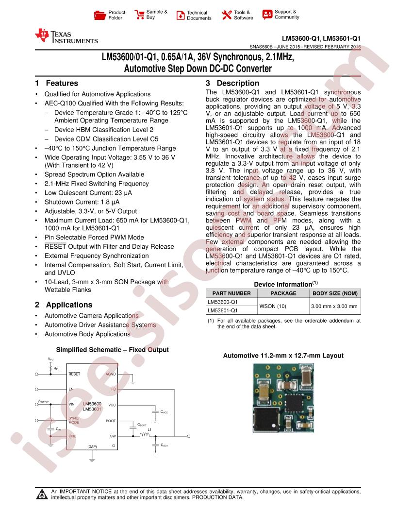 LM53600-Q1, LM53601-Q1 Datasheet
