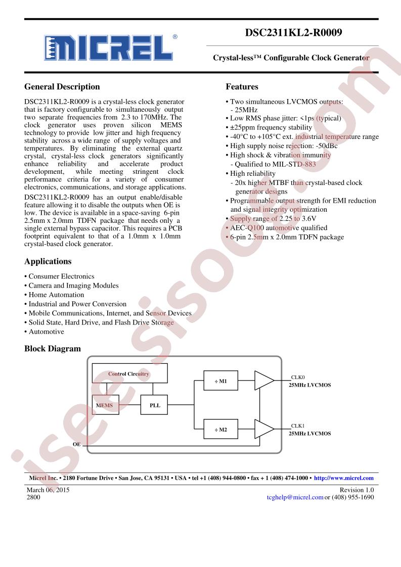 DSC2311KL2-R0009 Datasheet