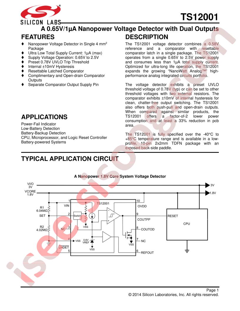 TS12001 Datasheet