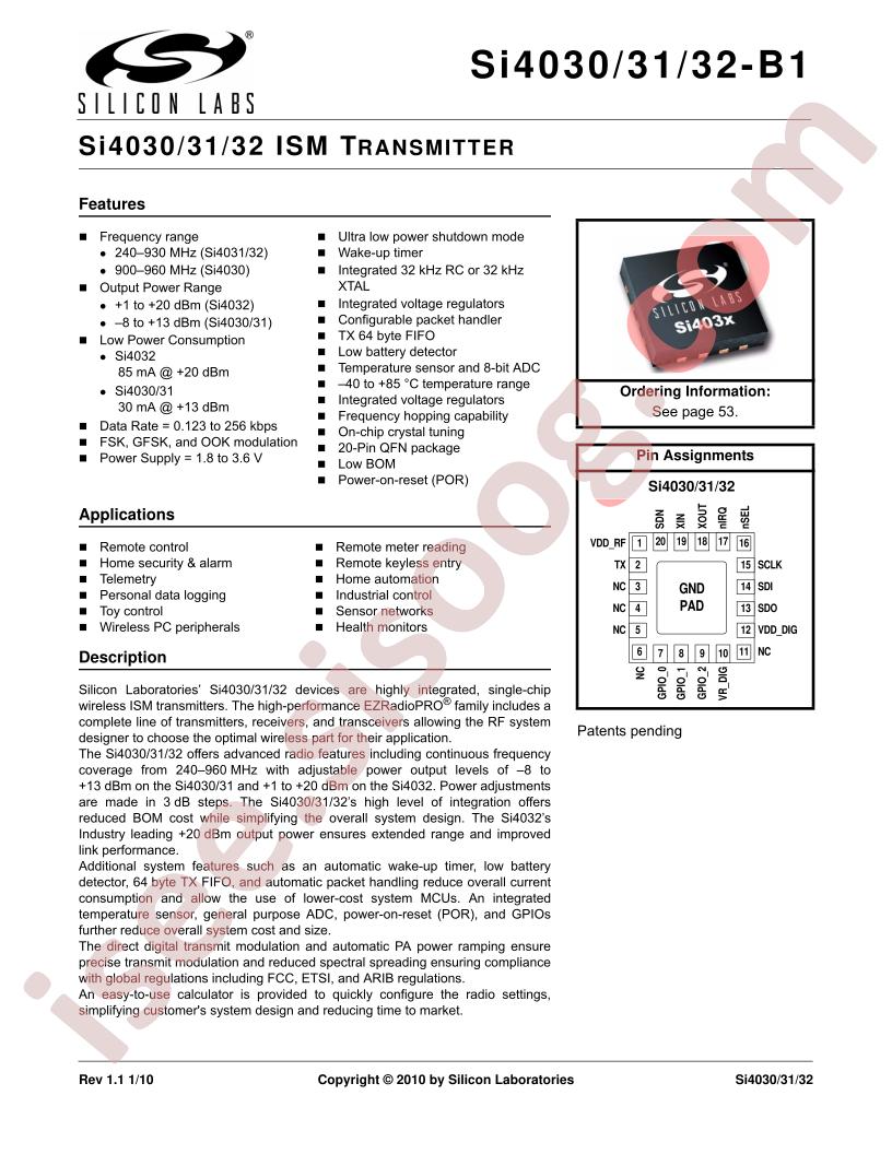 Si4030/1/2-B1