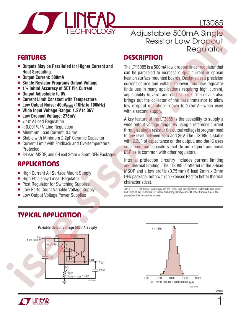 LT3085 Datasheet