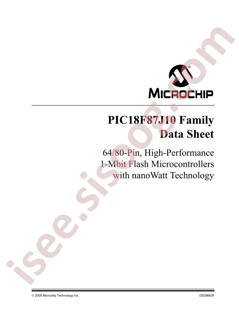 PIC18F87J10 Family Data Sheet