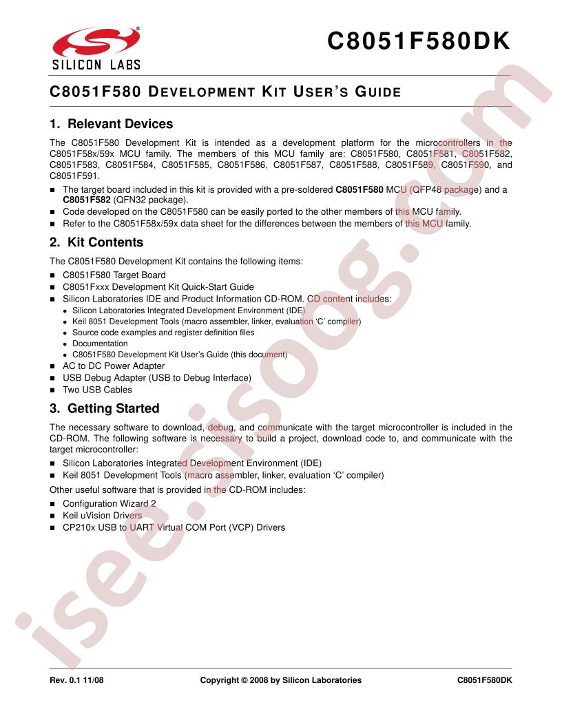 C8051F580DK Guide