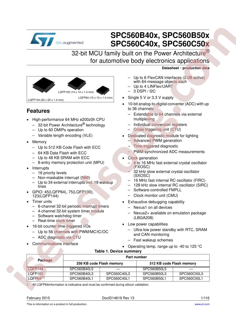 SPC560x40x, SPC560x50x