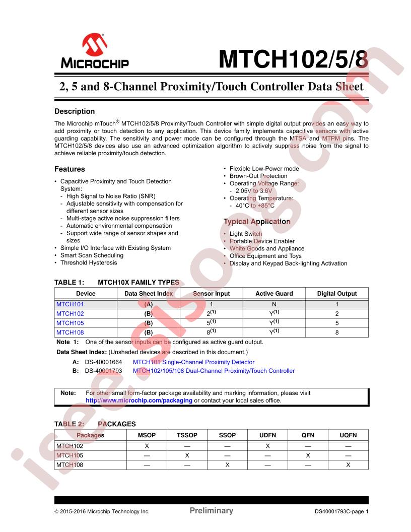 MTCH102,5,8 Datasheet
