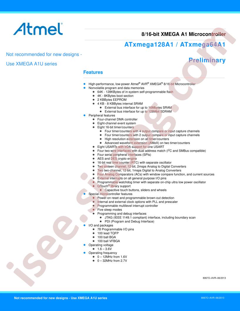 ATxmega128A1/64A1 Preliminary~