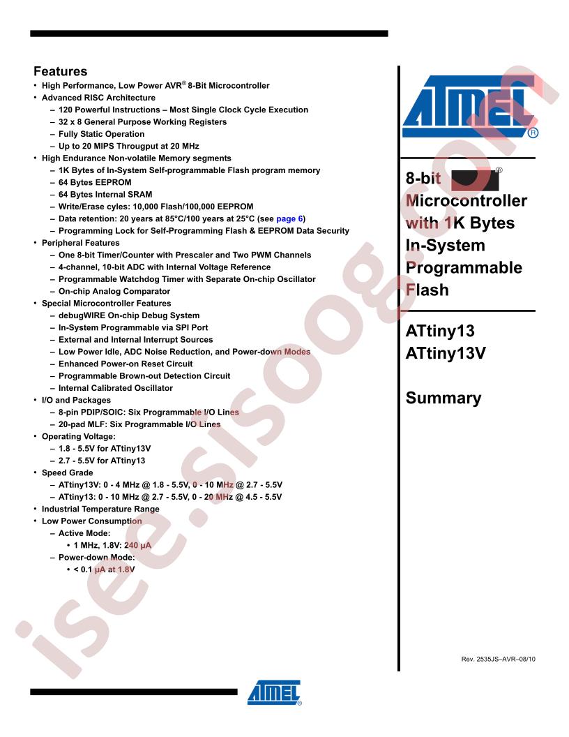 ATTINY13(V) Summary