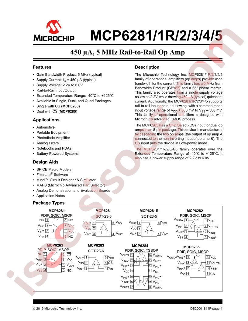 MCP6281(R)-85 Datasheet
