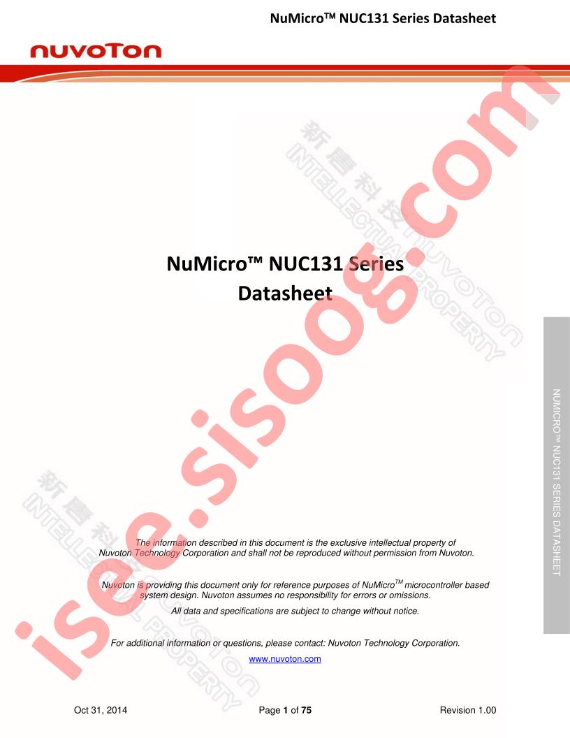 NUC131 Series Datasheet