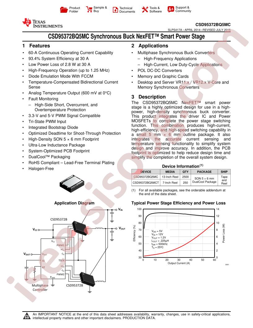 CSD95372BQ5MC Datasheet
