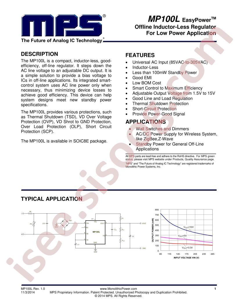 MP100L Datasheet