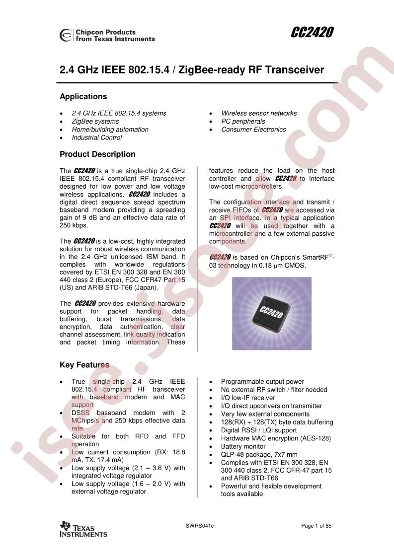 CC2420 Datasheet