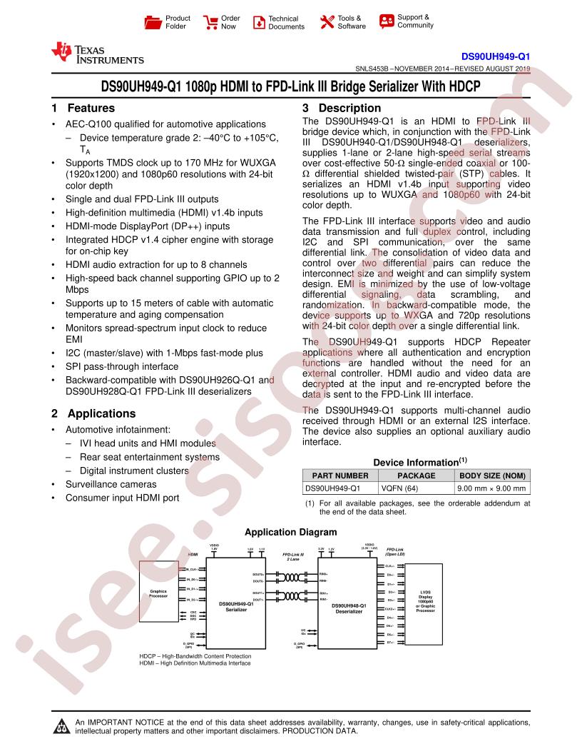 DS90UH949-Q1 Datasheet