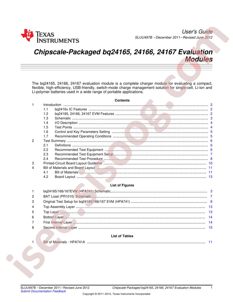 BQ24165/6/7 EVM Guide
