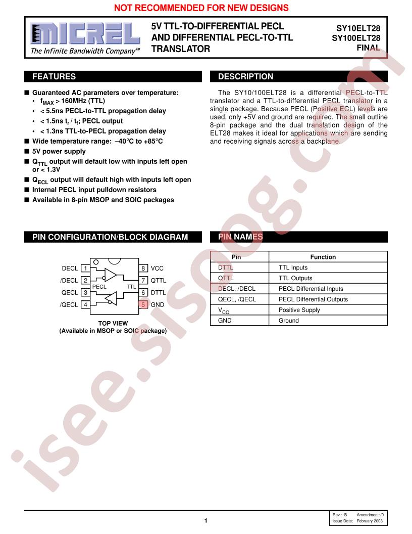 SY10/100ELT28