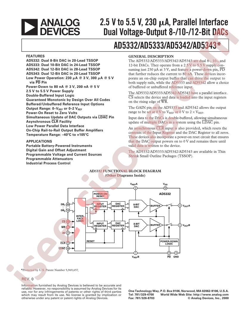 AD5332,33,42,43 Datasheet