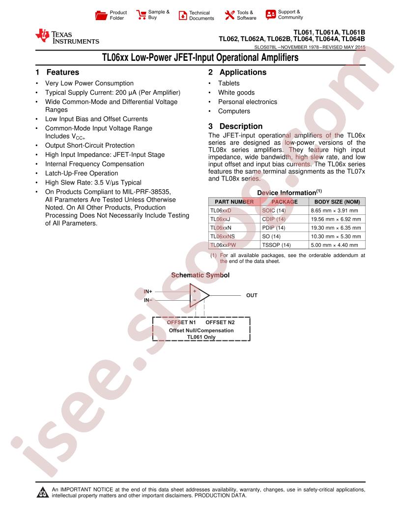 TL06x(A,B) Datasheet