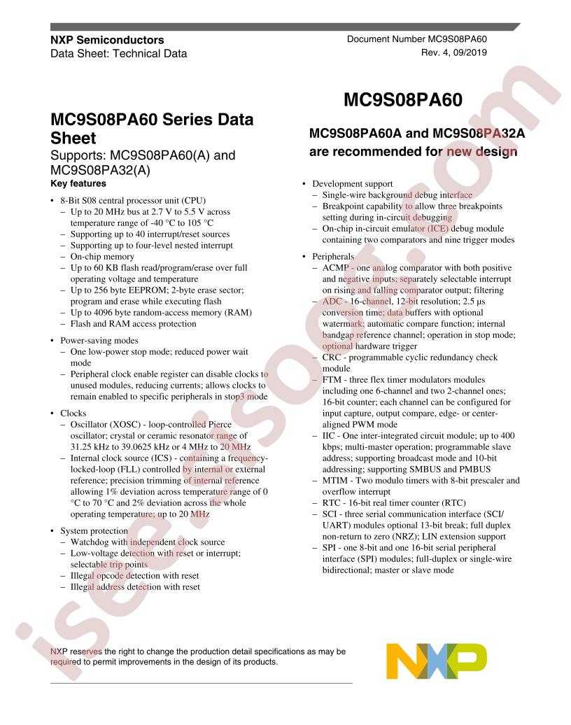 MC9S08PA60 Series Datasheet