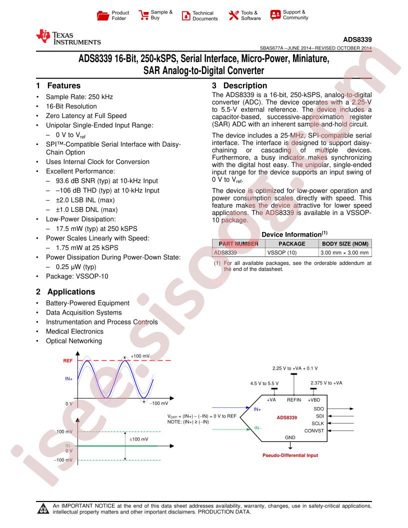 ADS8339 Datasheet