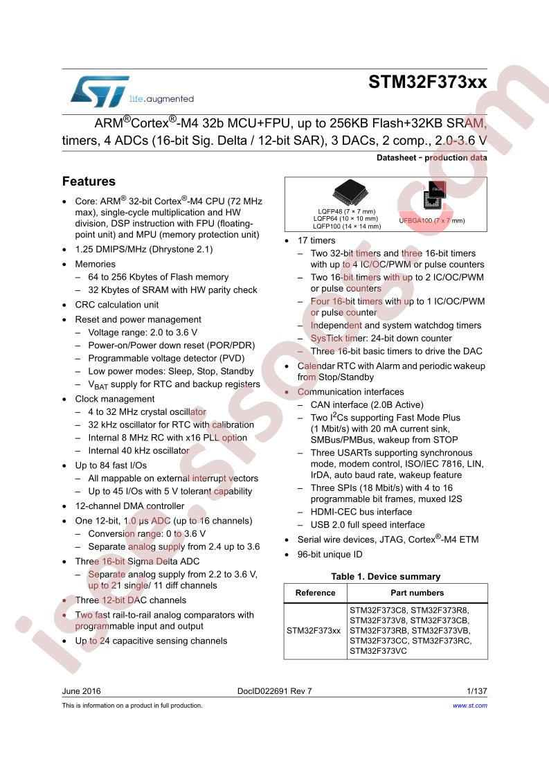 STM32F373xx Datasheet