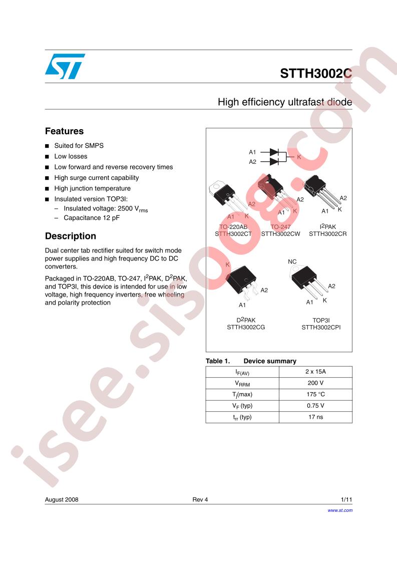 STTH3002C Datasheet