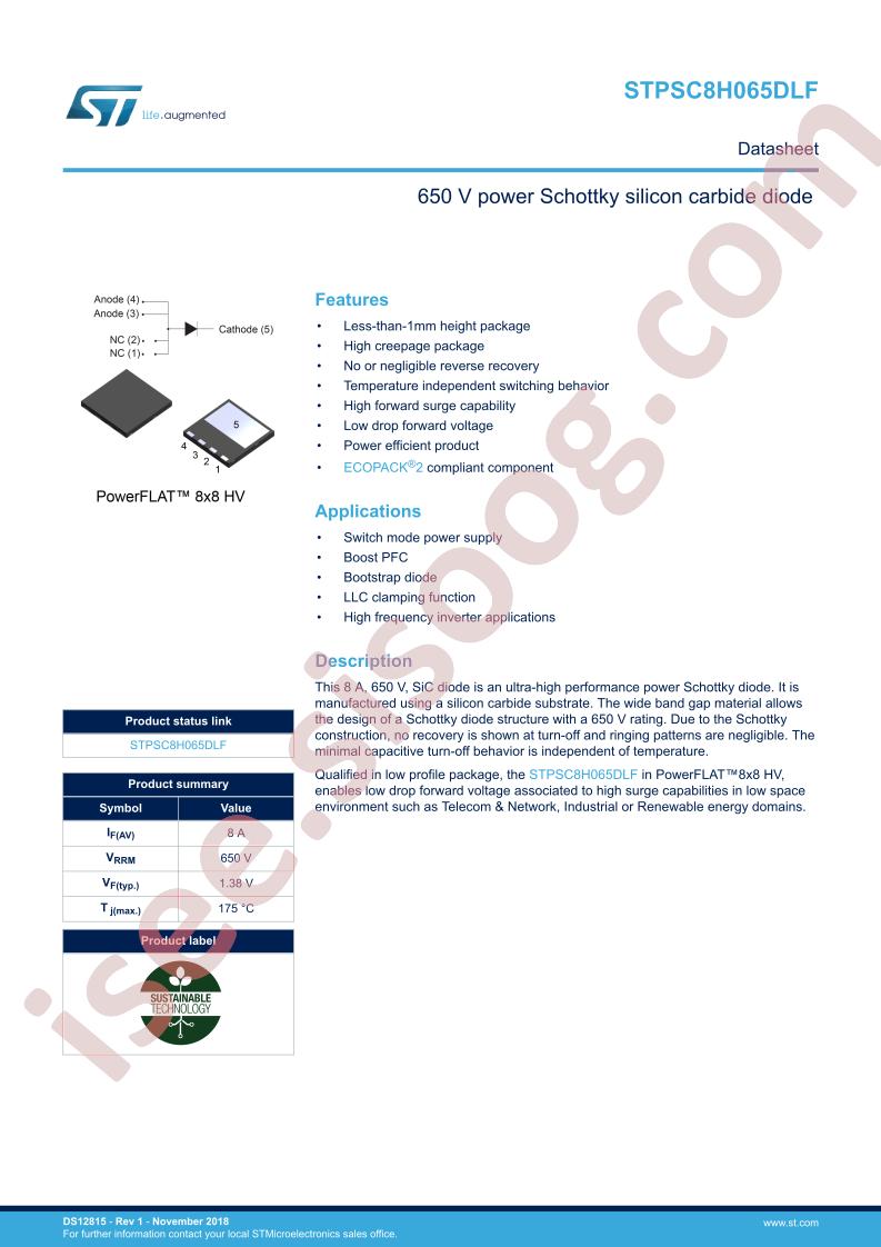 STPSC8H065DLF Datasheet