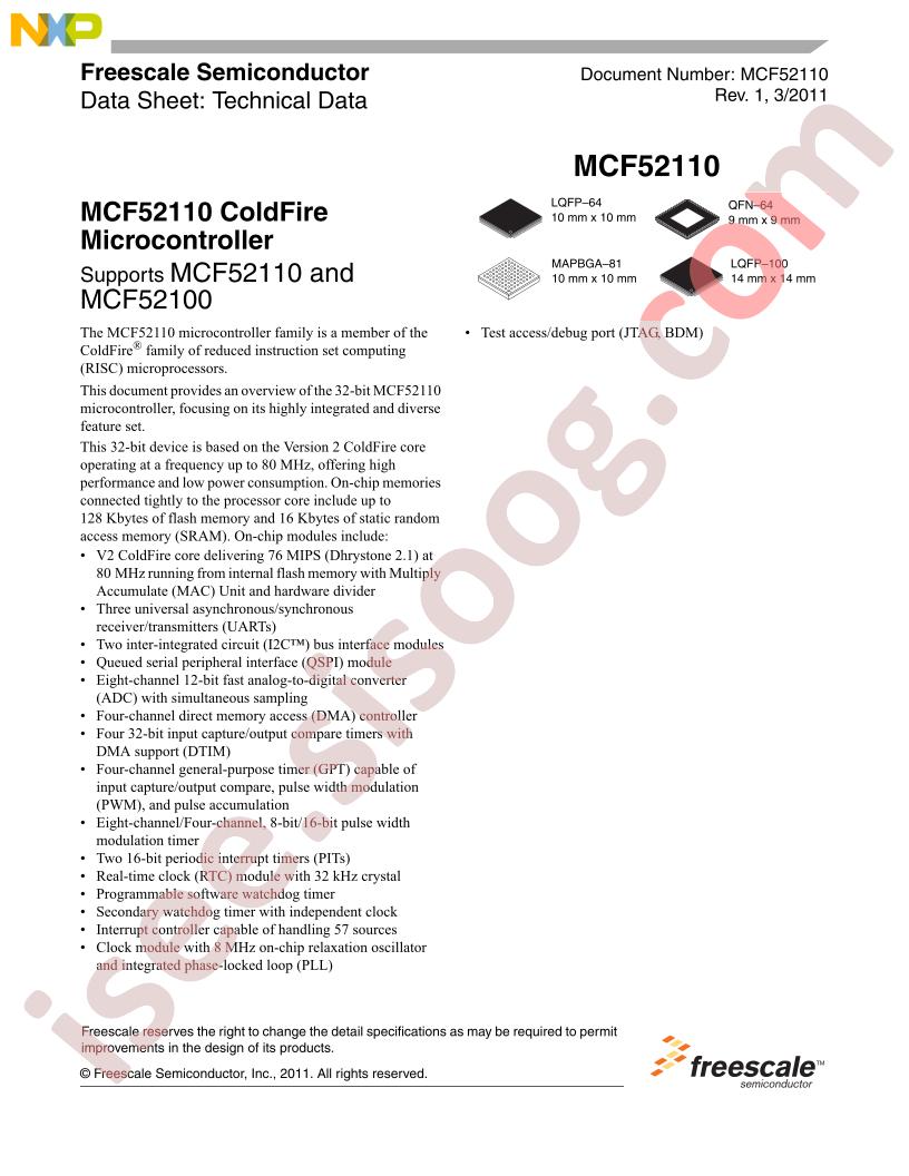 MCF52110 Datasheet