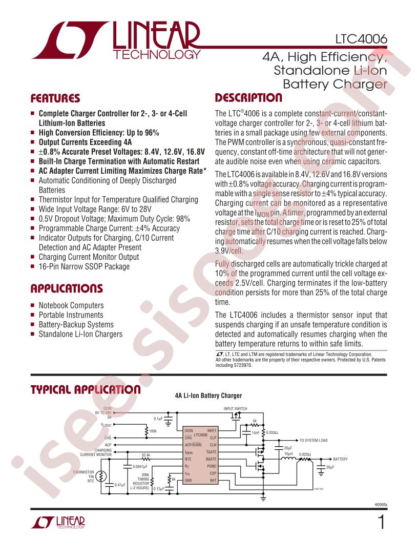 LTC4006 Datasheet