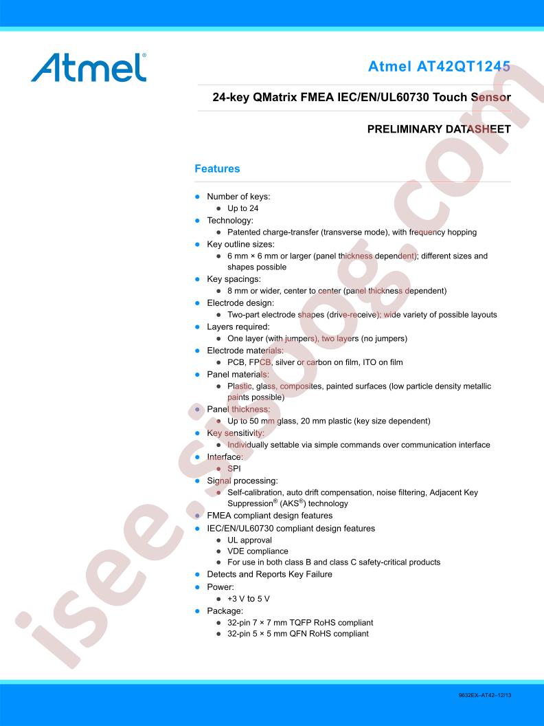 AT42QT1245 Preliminary Datasheet