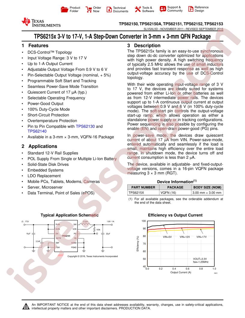 TPS6215x Datasheet
