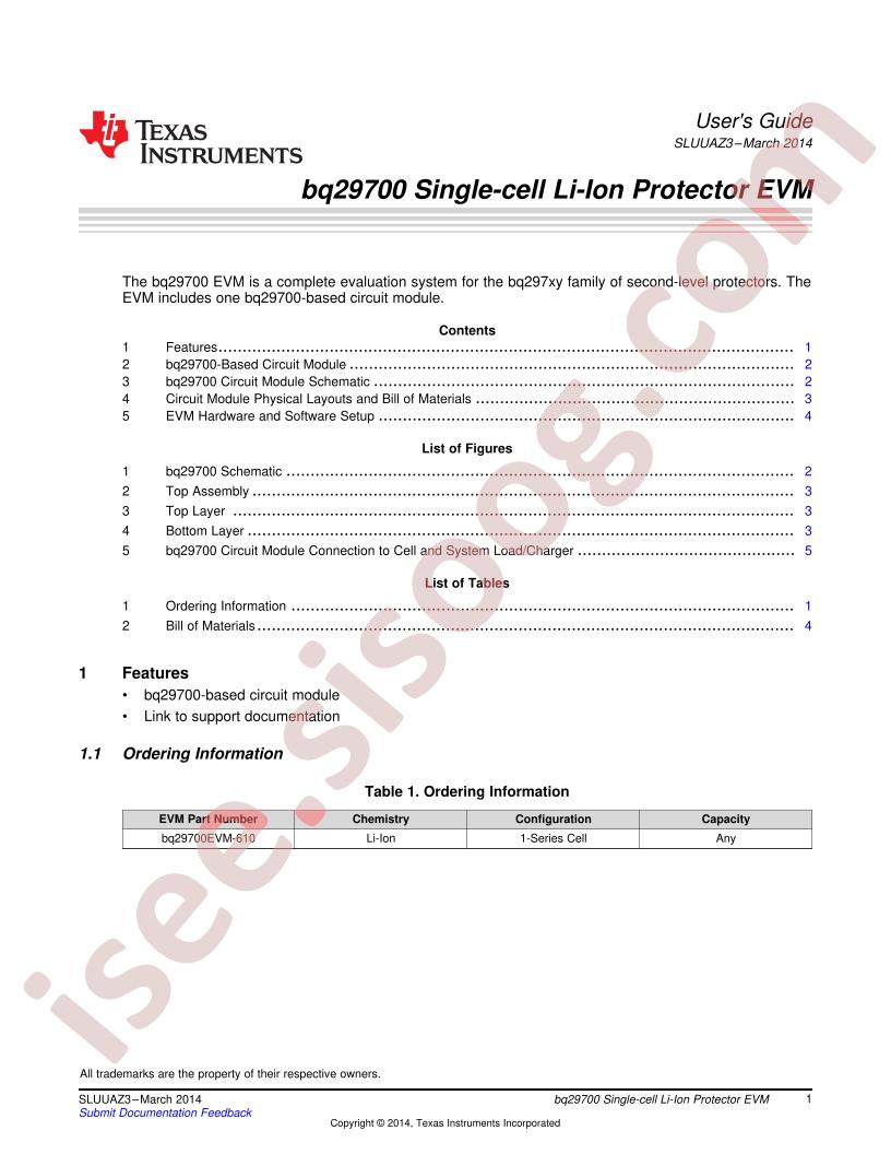 BQ29700 EVM User Guide