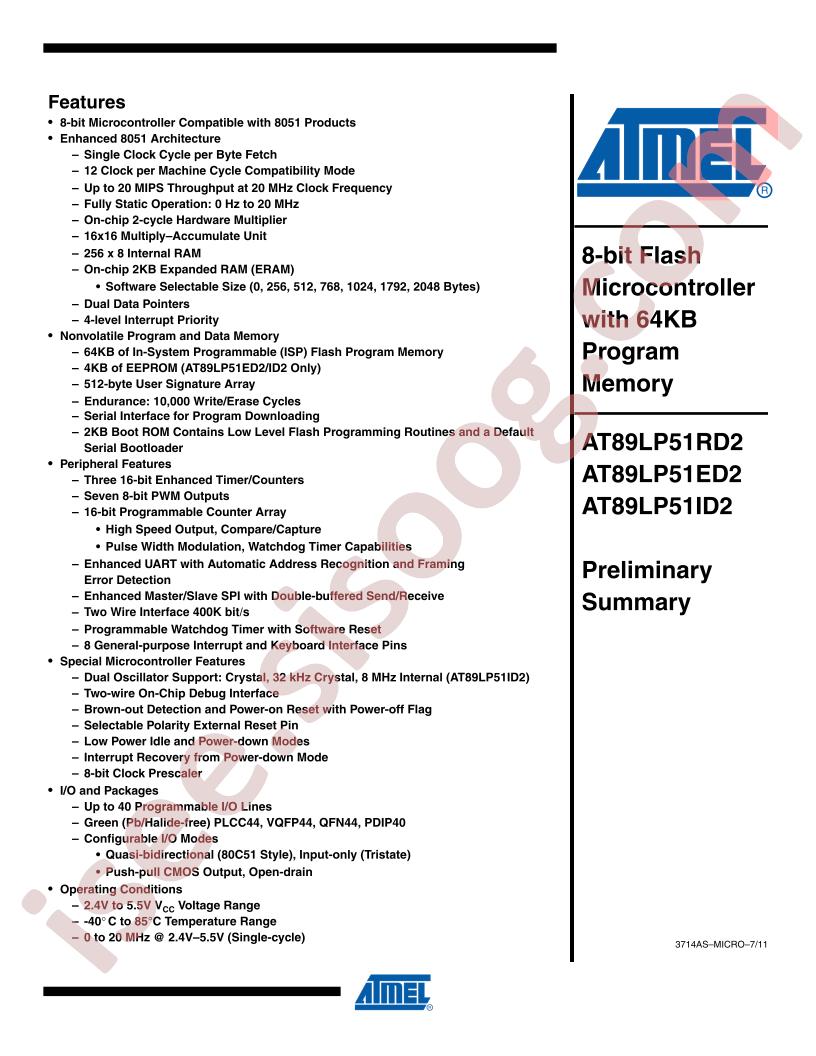 AT89LP51xD2 Summary