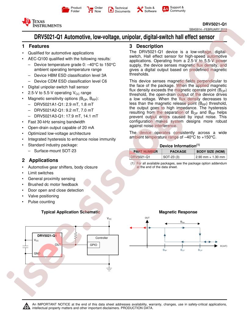 DRV5021-Q1 Datasheet