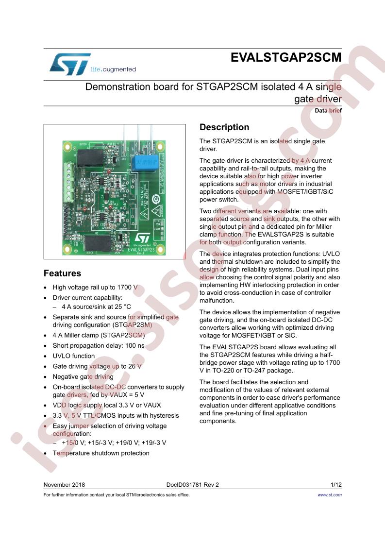 EVALSTGAP2SCM Product Brief