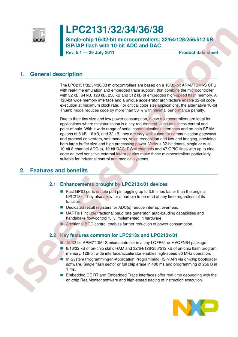 LPC2131-38 Datasheet