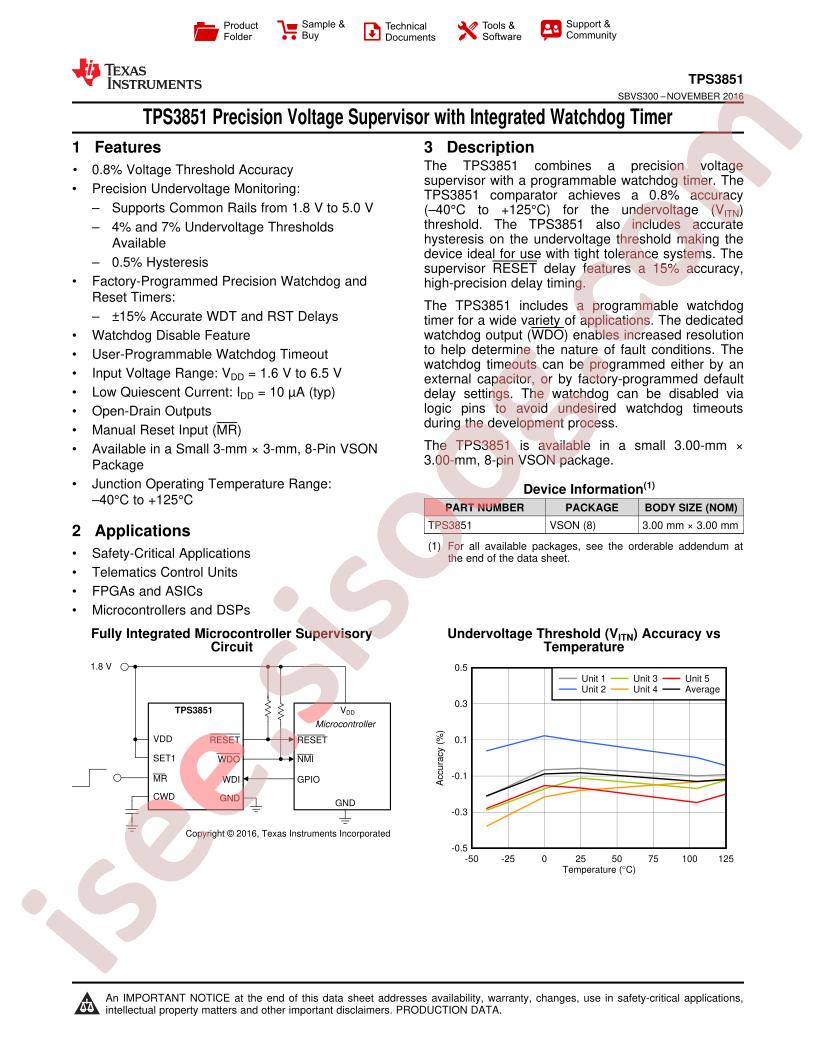 TPS3851 Datasheet