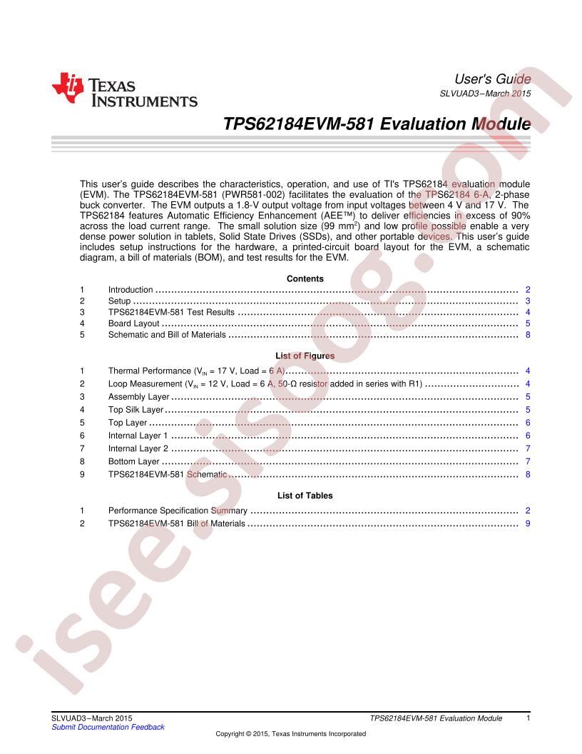 TPS62184EVM-581 User Guide