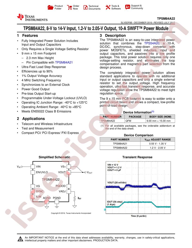 TPSM84A22 Datasheet