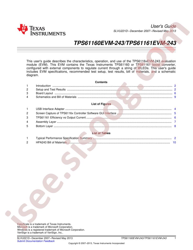 TPS61160/1EVM-243 User Guide