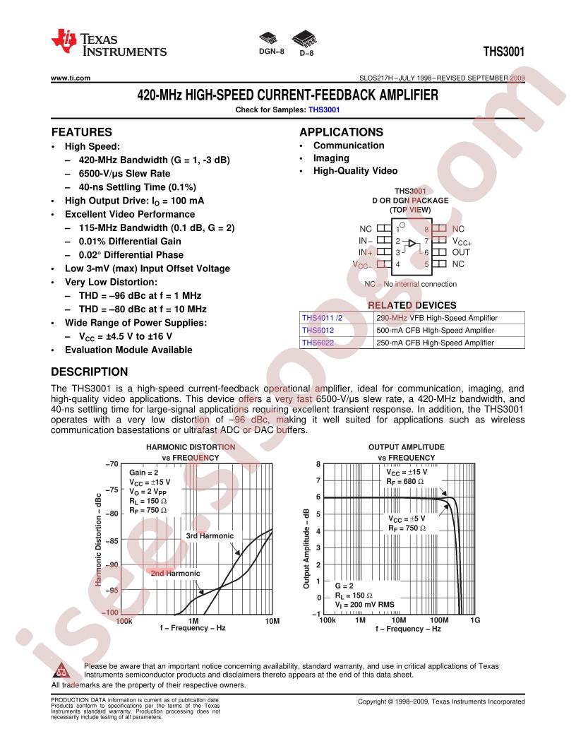 THS3001 Datasheet