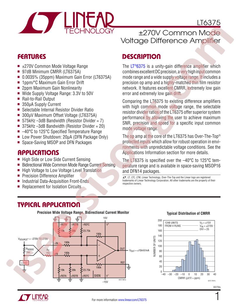 LT6375 Datasheet