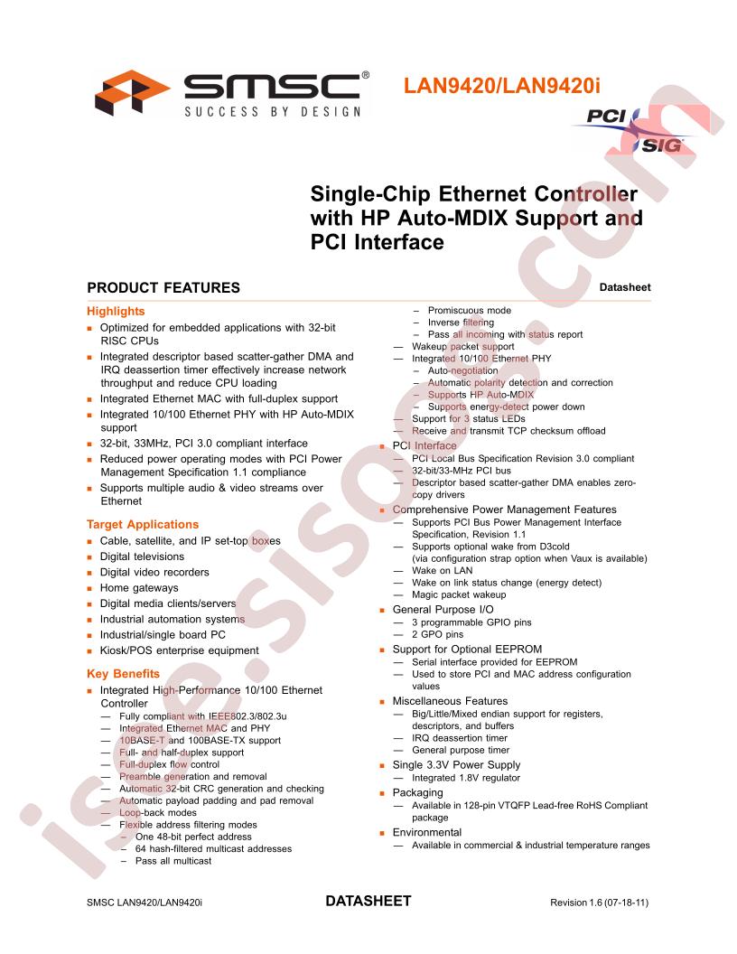 LAN9420(i) Datasheet