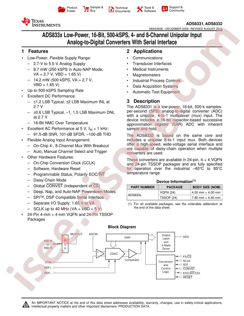 ADS8331, ADS8332 Datasheet