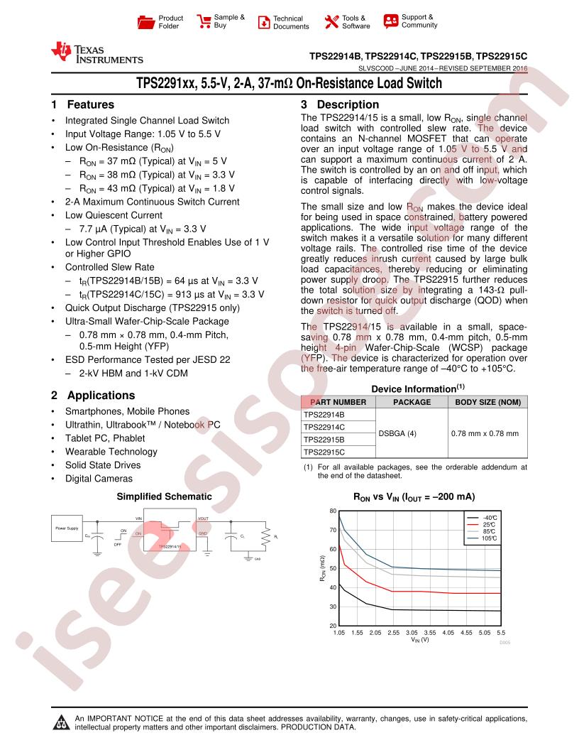 TPS22914(B,C),TPS22915(B,C)