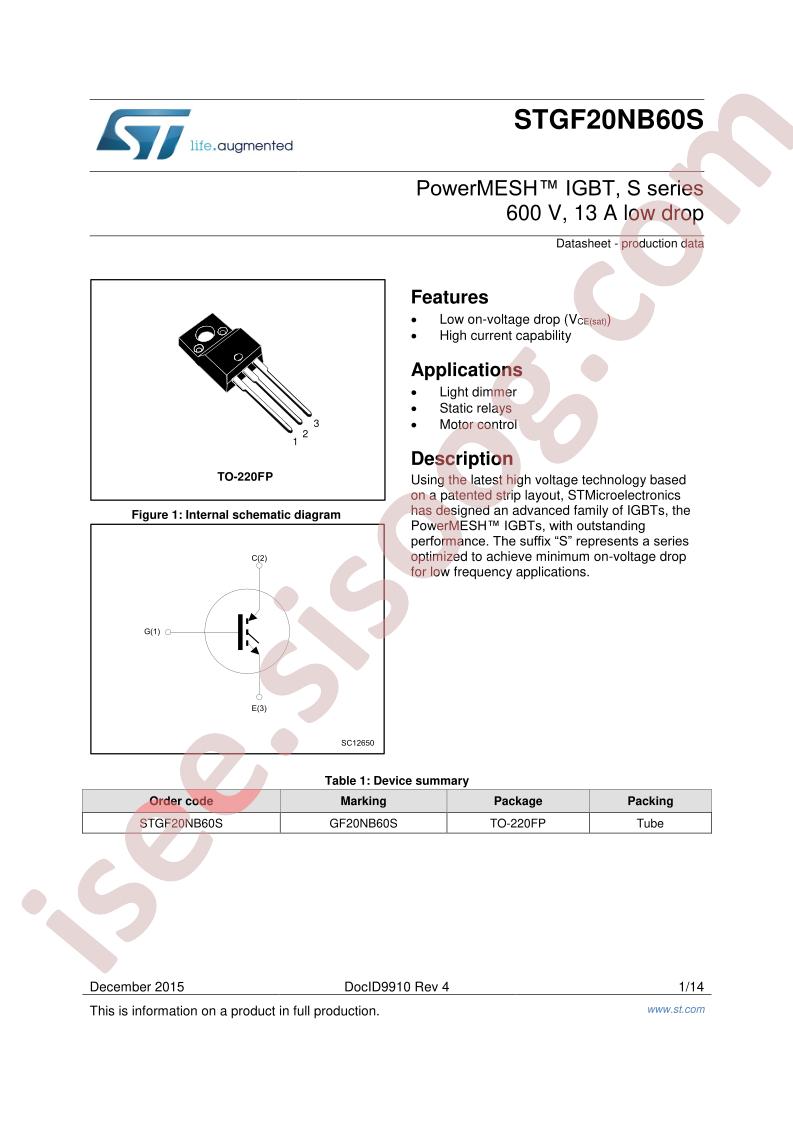STGF20NB60S